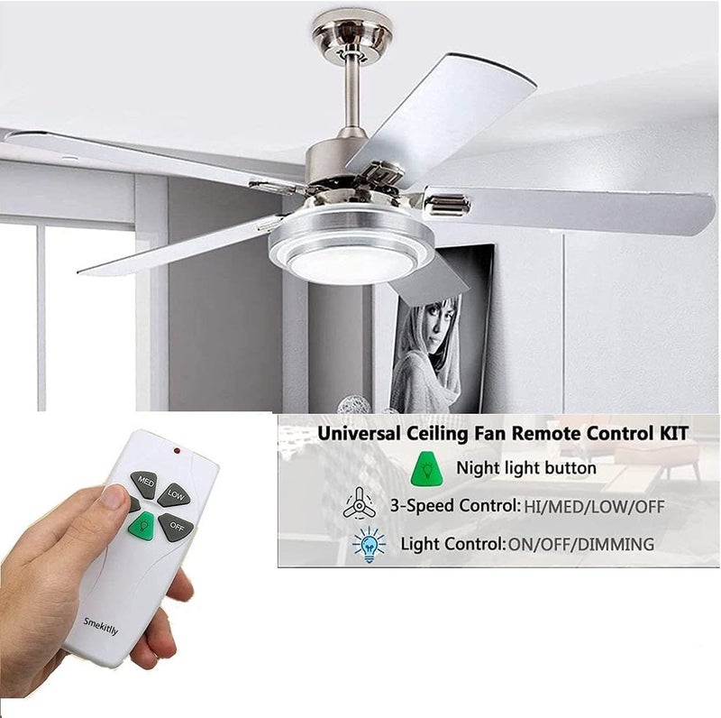 Smekitlly Small Size Universal Ceiling Fan Remote Control Kit, 3 Speed Control with Light Dimming, Mini Receiver Replacement for Hampton Bay/Hunter/Harbor Breeze/Westinghouse/Honeywell and More - Image 5